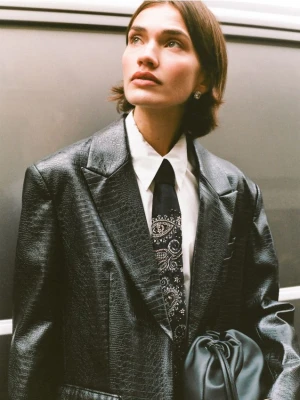 Reserved - Marynarka z imitacji skóry - czarny