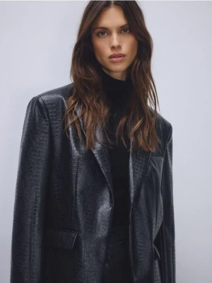 Reserved - Marynarka z imitacji skóry - czarny