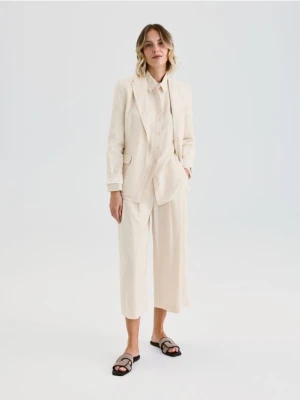 Reserved - Marynarka z lnem - beżowy