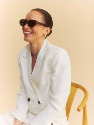 Reserved - Marynarka z lnem - biały