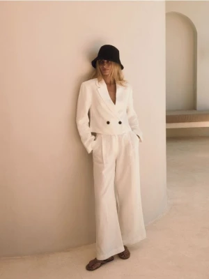 Reserved - Marynarka z lnem - biały