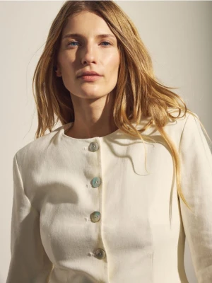 Reserved - Marynarka z lnem - biały