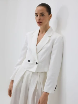 Reserved - Marynarka z lnem - biały