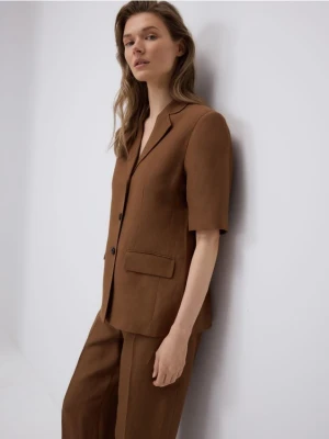 Reserved - Marynarka z lnem - brązowy