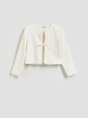 Reserved - Marynarka z lnem i wiskozą - biały