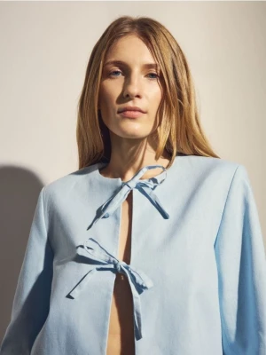 Reserved - Marynarka z lnem i wiskozą - jasnoniebieski