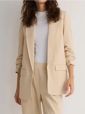 Zdjęcie produktu Reserved - Marynarka z marszczonymi rękawami - kremowy