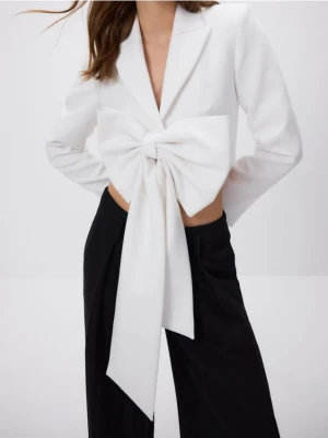 Reserved - Marynarka z ozdobną kokardką - złamana biel