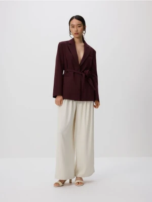 Reserved - Marynarka z ozdobną różą - burgundowy