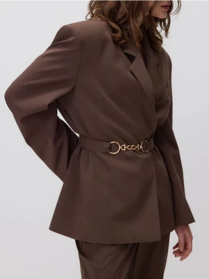 Reserved - Marynarka z ozdobnym paskiem - brązowy