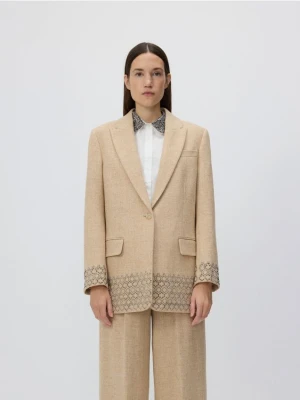 Reserved - Marynarka z ozdobnym wykończeniem - kremowy