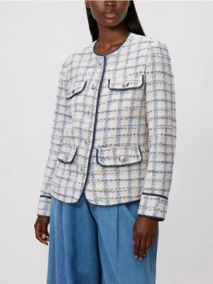 Reserved - Marynarka z ozdobnymi kieszeniami - złamana biel