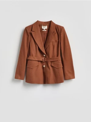 Reserved - Marynarka z paskiem w talii - brązowy