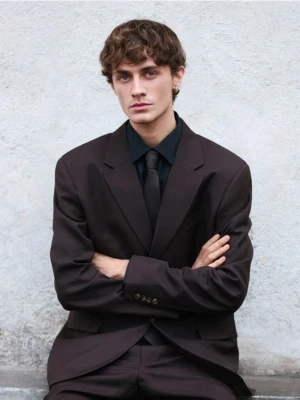 Reserved - Marynarka z wełną - brązowy