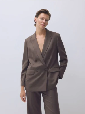 Reserved - Marynarka z wełną - brązowy