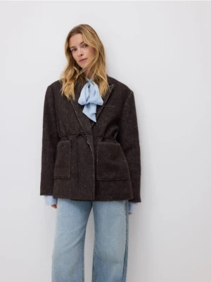 Reserved - Marynarka z wełną - ciemnobrązowy