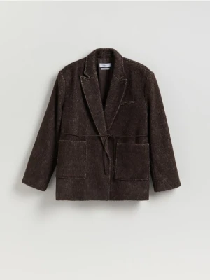 Reserved - Marynarka z wełną - ciemnobrązowy