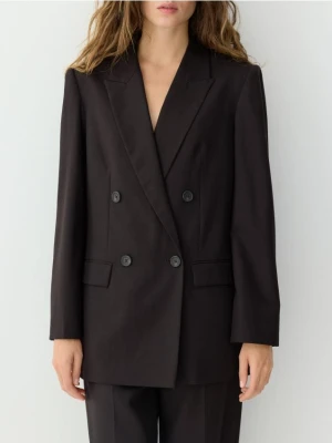 Reserved - Marynarka z wełną - ciemnobrązowy