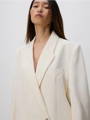 Reserved - Marynarka z wiskozą - złamana biel