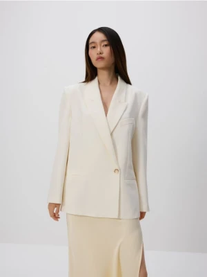 Reserved - Marynarka z wiskozą - złamana biel