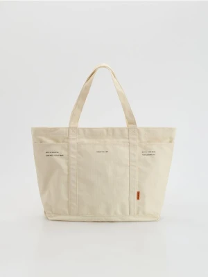 Reserved - Materiałowa torba na ramię - złamana biel