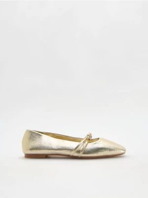 Reserved - Metaliczne baleriny z imitacji skóry - złoty