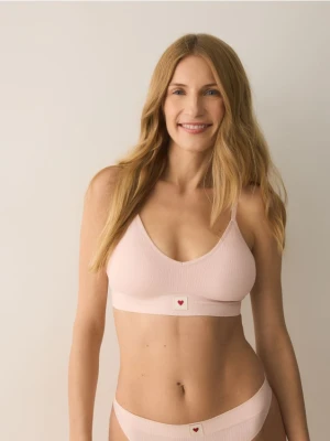 Reserved - Miękki biustonosz - pastelowy róż