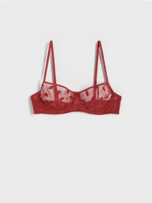 Reserved - Miękki biustonosz we wzór - czerwony