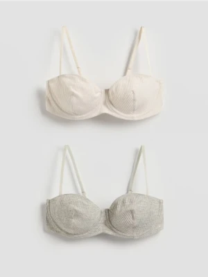 Reserved - Miękki biustonosz z fiszbinami 2 pack - jasnoszary