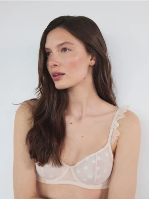 Reserved - Miękki biustonosz z fiszbinami - kremowy