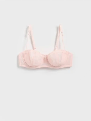 Reserved - Miękki biustonosz z fiszbinami - pastelowy róż