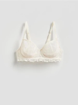 Reserved - Miękki biustonosz z fiszbinami - złamana biel