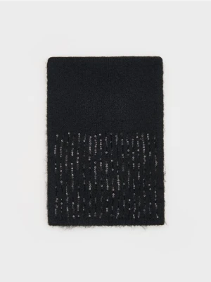 Reserved - Miękki szalik z cekinami - czarny