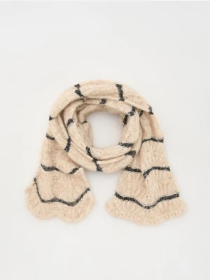 Reserved - Miękki szalik z cekinami - kremowy