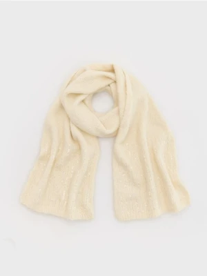 Reserved - Miękki szalik z cekinami - złamana biel