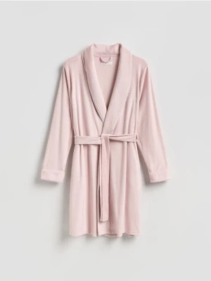 Reserved - Miękki szlafrok z paskiem - pastelowy róż