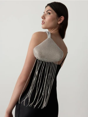 Reserved - Mini torebka ze strasu - kremowy