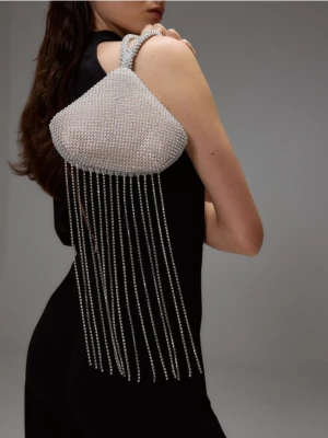 Reserved - Mini torebka ze strasu - kremowy