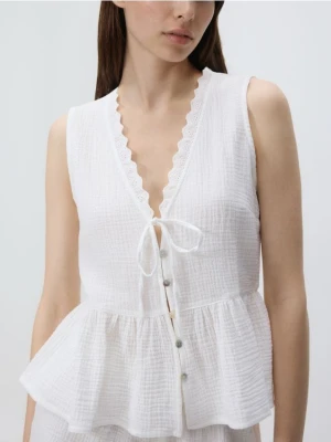 Reserved - Muślinowa bluzka - biały