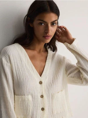 Reserved - Muślinowa koszula - biały