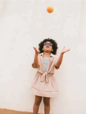 Reserved - Muślinowa koszula z wiązaniem - beżowy