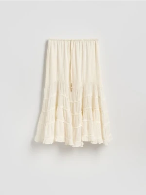 Reserved - Muślinowa spódnica midi - złamana biel