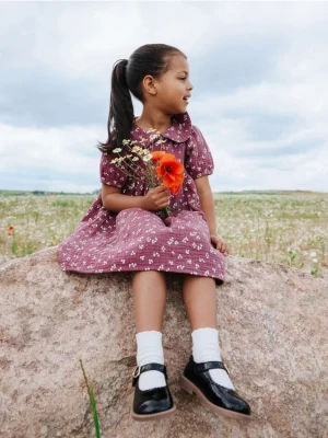 Reserved - Muślinowa sukienka - bordowy