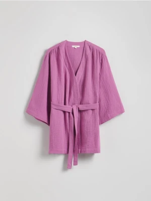Reserved - Muślinowa sukienka kimono - fioletowy