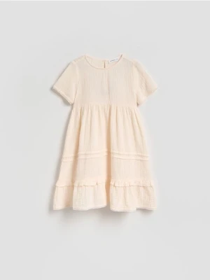 Reserved - Muślinowa sukienka - kremowy
