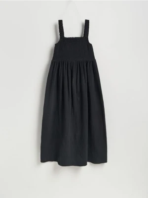Reserved - Muślinowa sukienka midi - czarny
