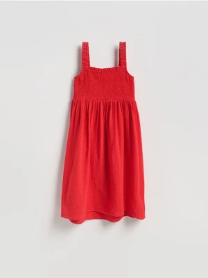 Reserved - Muślinowa sukienka midi - czerwony