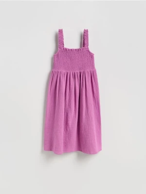 Reserved - Muślinowa sukienka midi - fioletowy