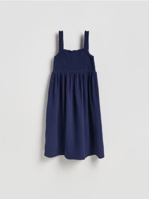 Reserved - Muślinowa sukienka midi - granatowy