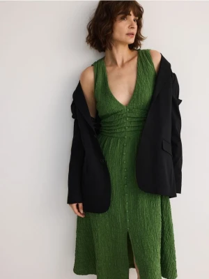 Reserved - Muślinowa sukienka midi - zielony